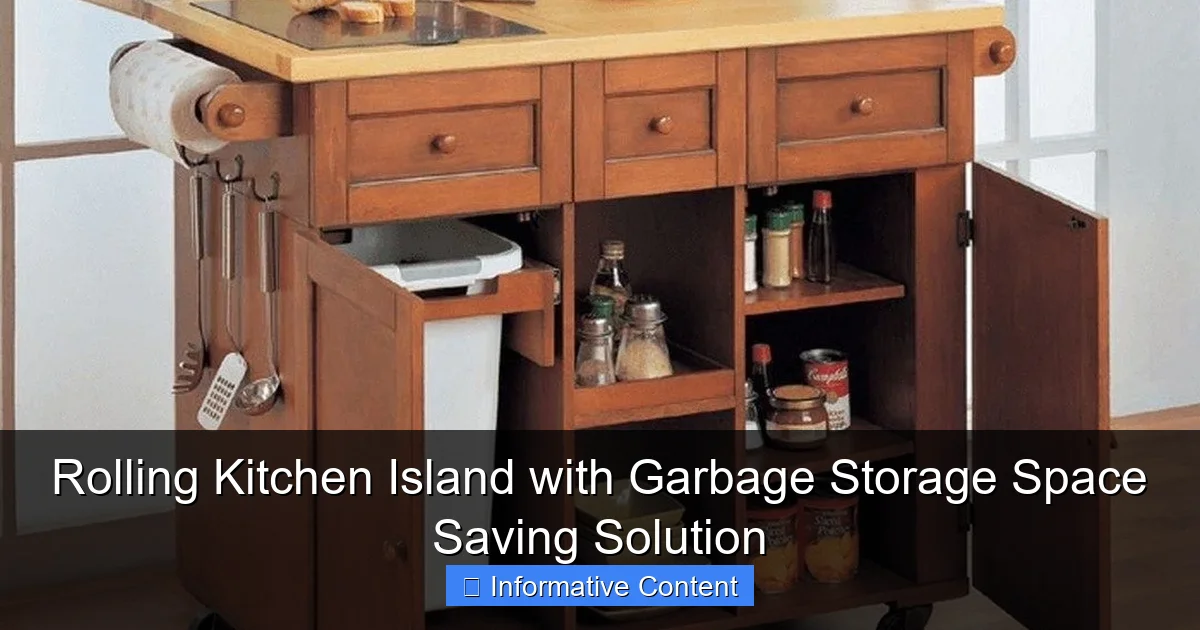 Rolling Kitchen Island with Garbage Storage Space Saving Solution