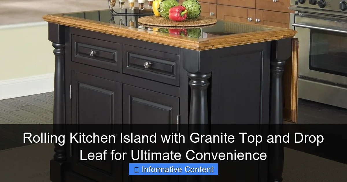 Rolling Kitchen Island with Granite Top and Drop Leaf for Ultimate Convenience