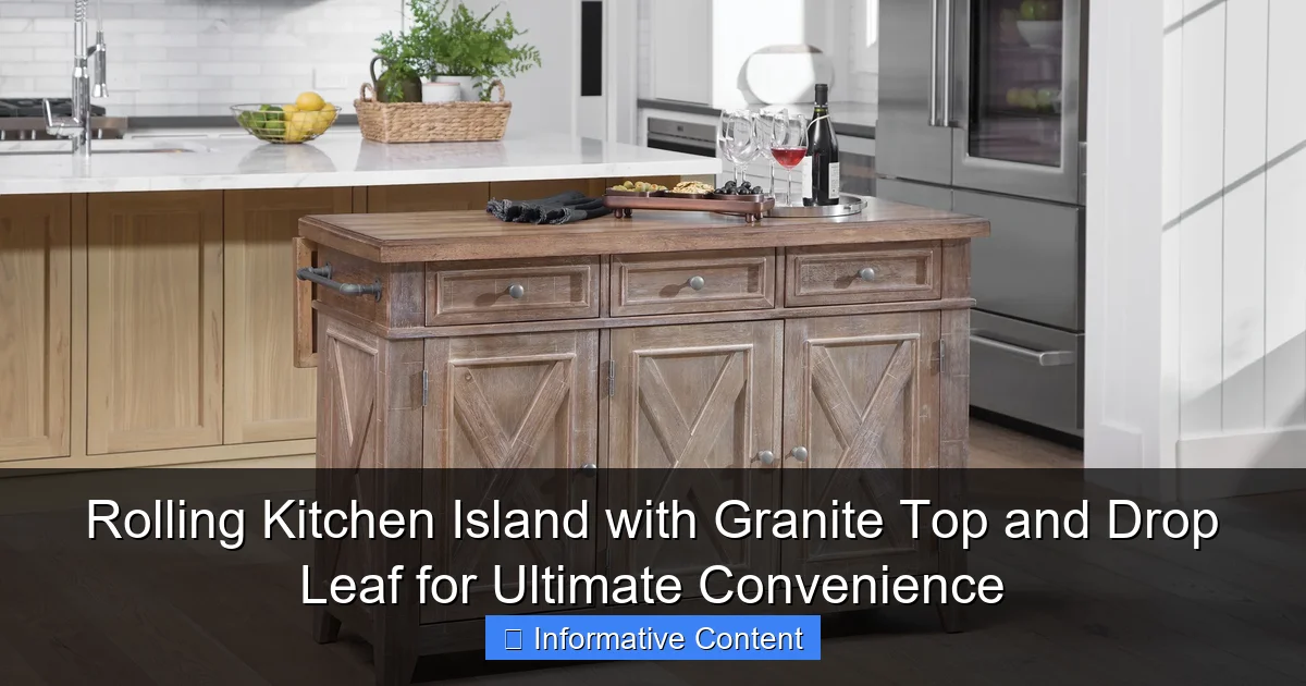 Rolling Kitchen Island with Granite Top and Drop Leaf for Ultimate Convenience
