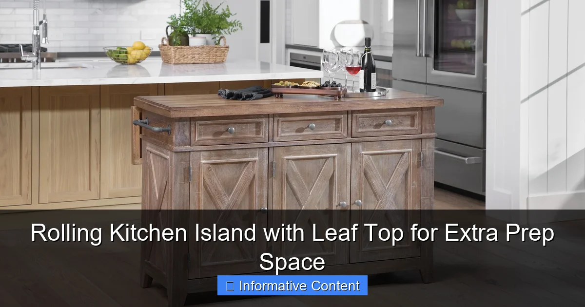 Rolling Kitchen Island with Leaf Top for Extra Prep Space