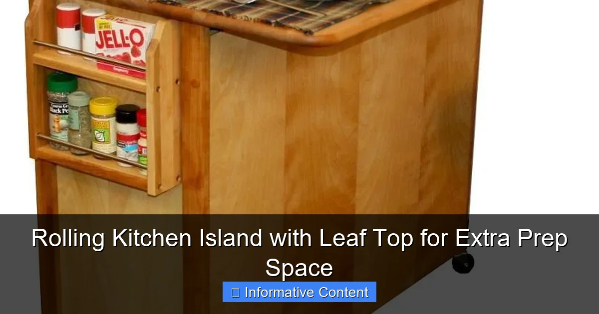 Rolling Kitchen Island with Leaf Top for Extra Prep Space