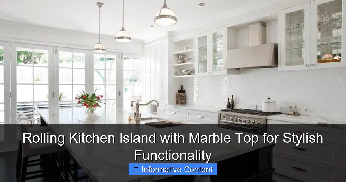 Rolling Kitchen Island with Marble Top for Stylish Functionality