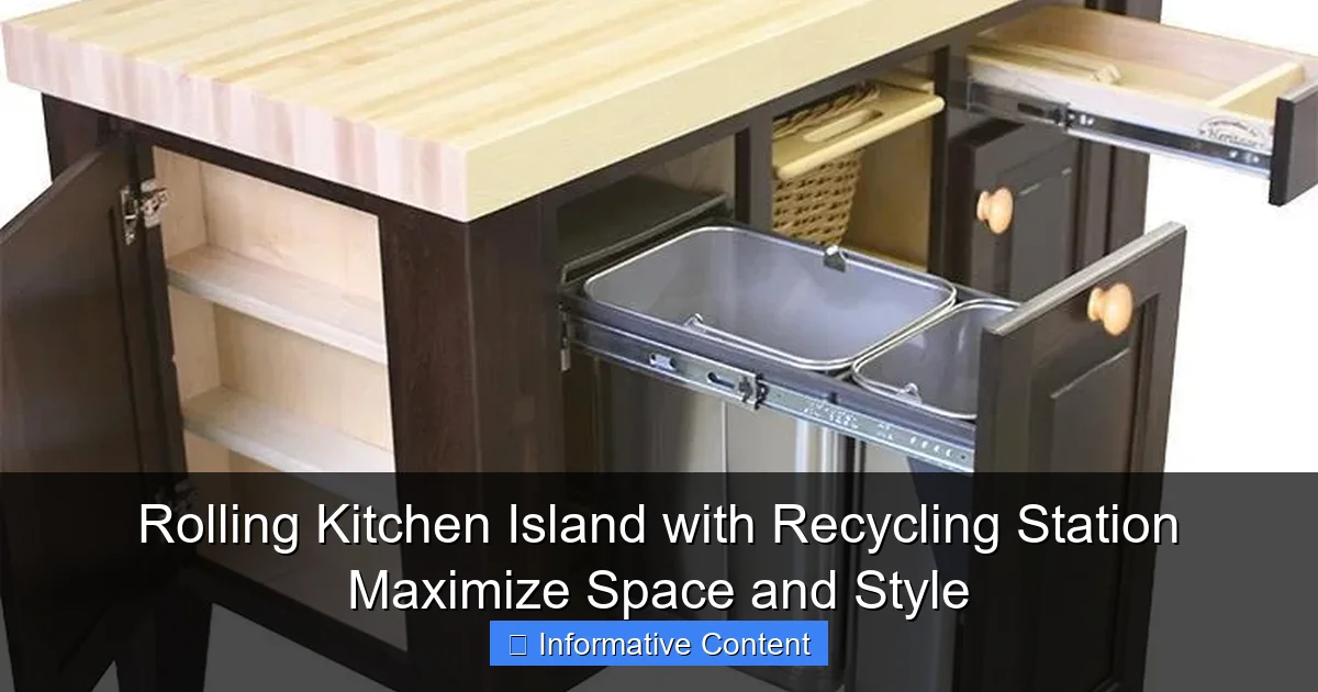 Rolling Kitchen Island with Recycling Station Maximize Space and Style
