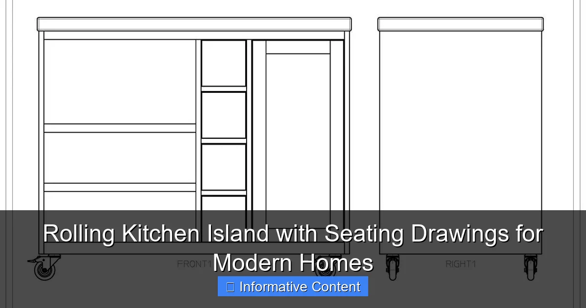Rolling Kitchen Island with Seating Drawings for Modern Homes