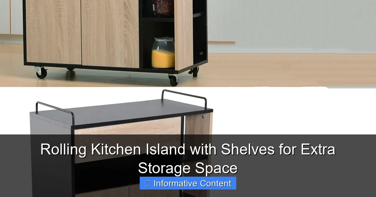 Rolling Kitchen Island with Shelves for Extra Storage Space