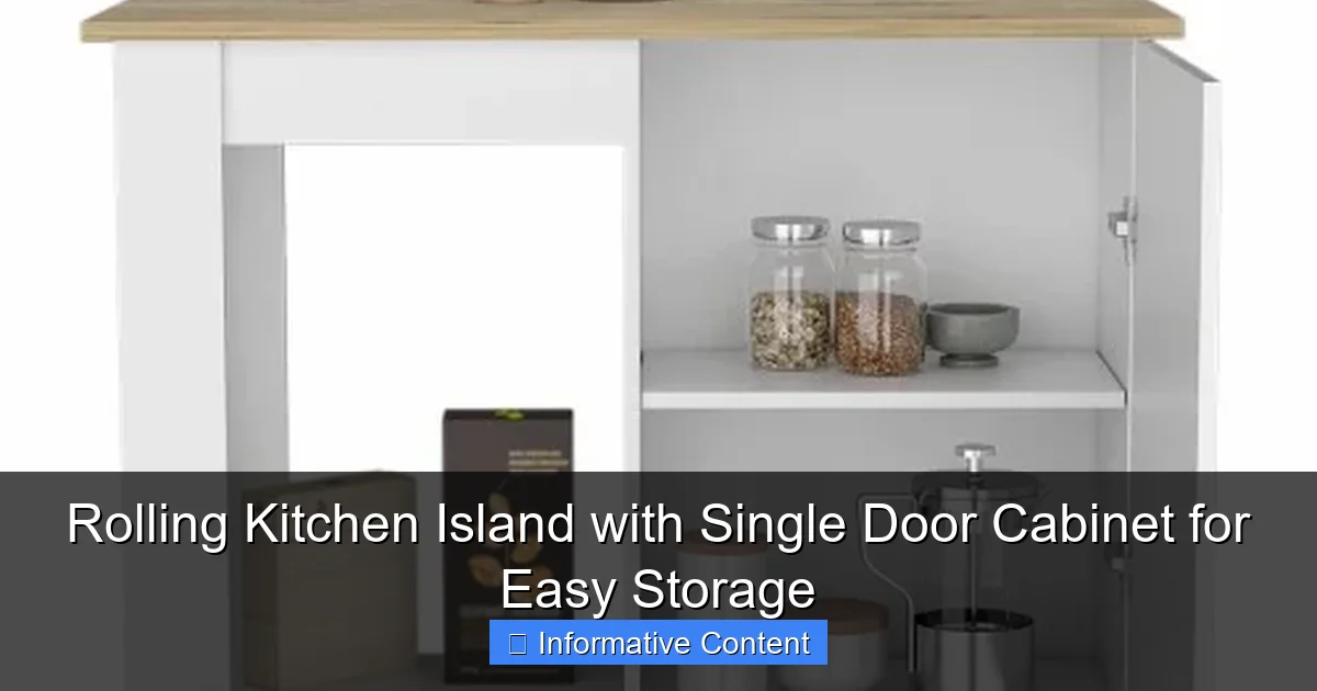 Rolling Kitchen Island with Single Door Cabinet for Easy Storage
