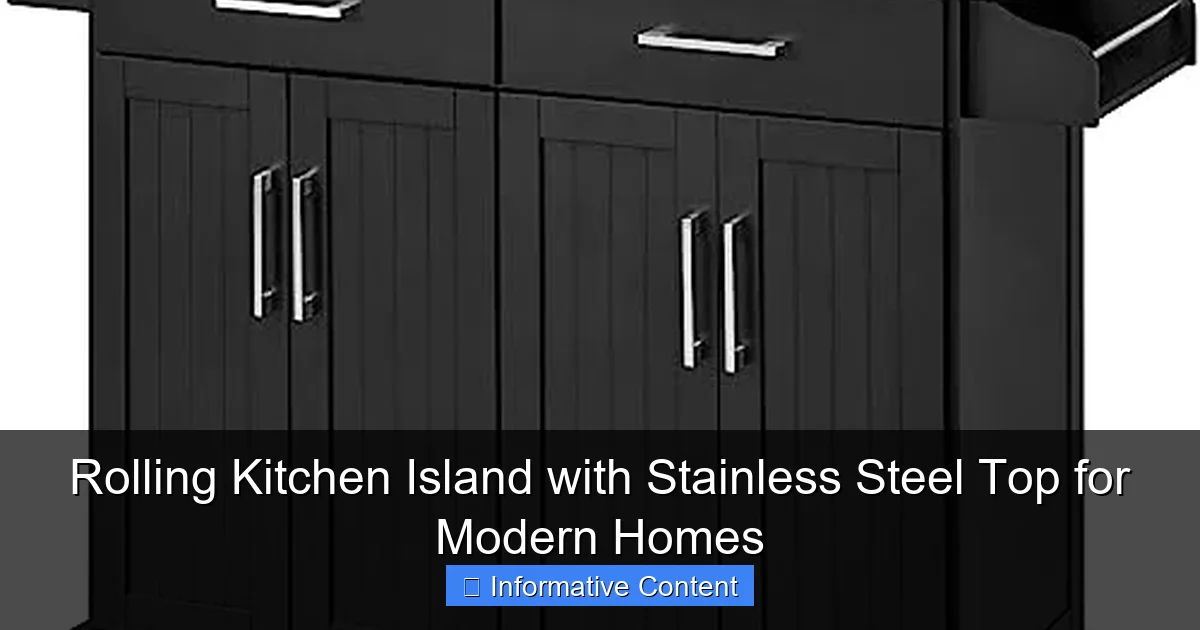 Rolling Kitchen Island with Stainless Steel Top for Modern Homes