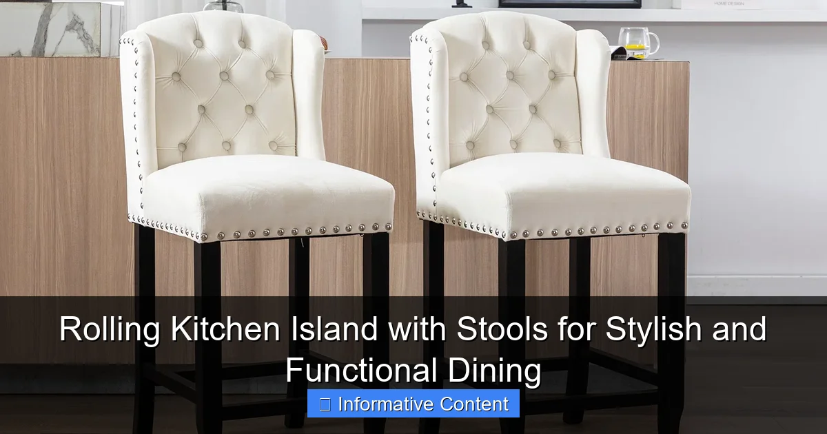 Rolling Kitchen Island with Stools for Stylish and Functional Dining