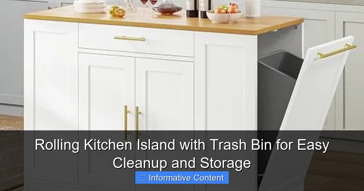 Rolling Kitchen Island with Trash Bin for Easy Cleanup and Storage