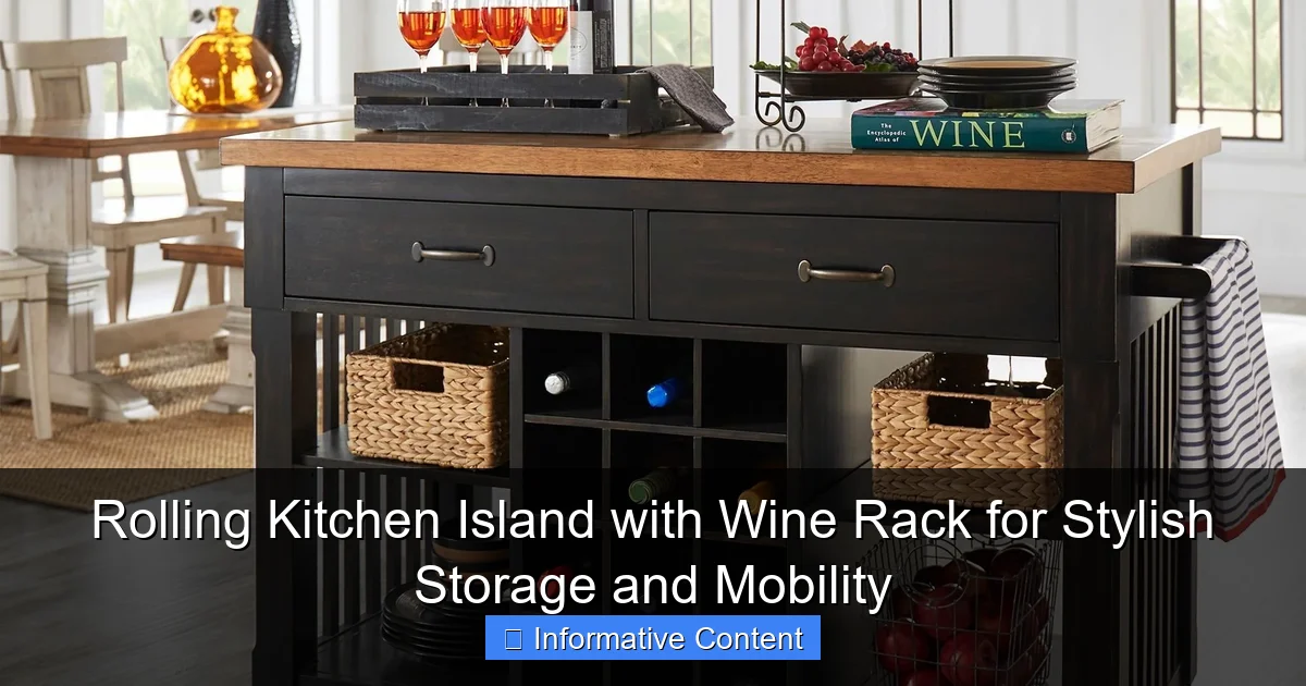 Rolling Kitchen Island with Wine Rack for Stylish Storage and Mobility