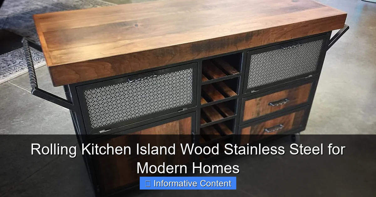 Rolling Kitchen Island Wood Stainless Steel for Modern Homes