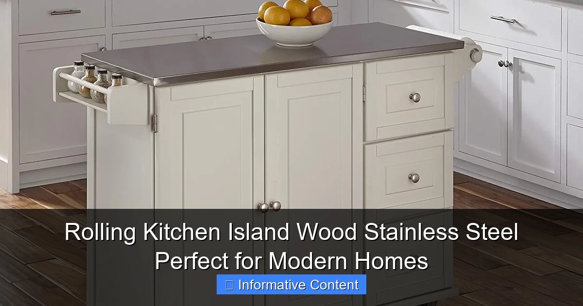 Rolling Kitchen Island Wood Stainless Steel Perfect for Modern Homes