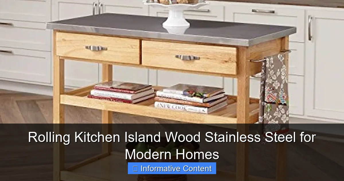 Rolling Kitchen Island Wood Stainless Steel for Modern Homes