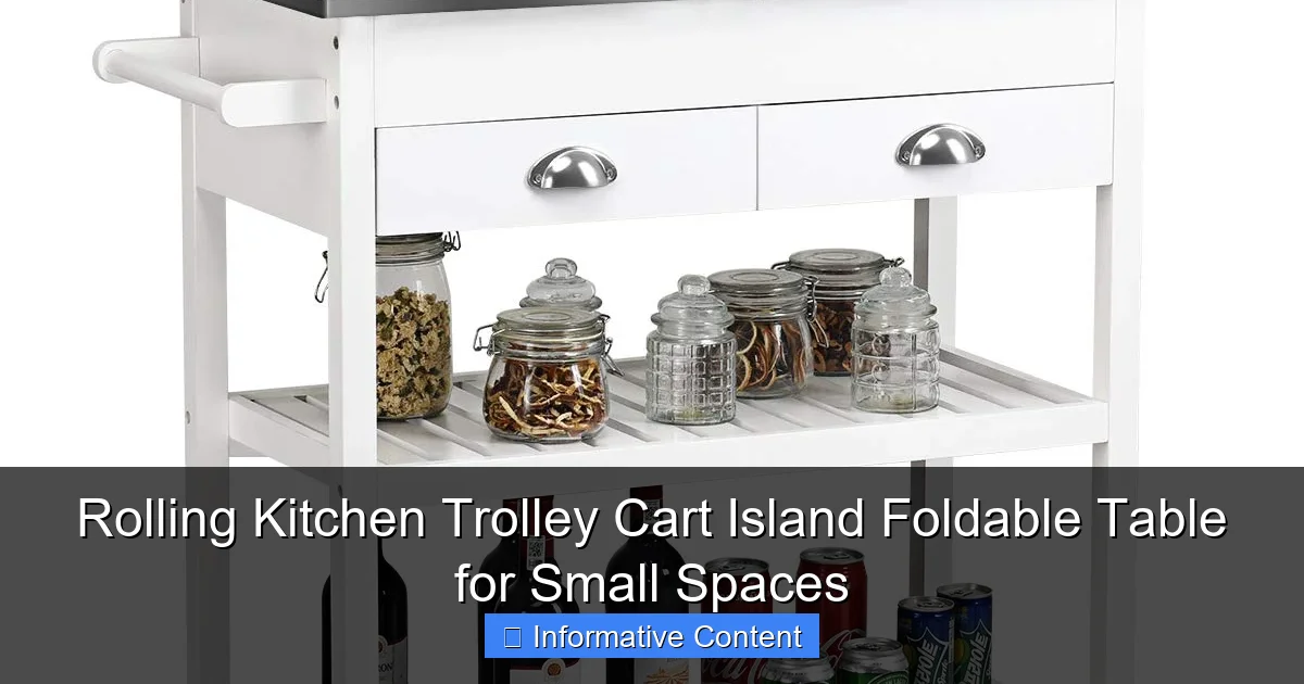 Rolling Kitchen Trolley Cart Island Foldable Table for Small Spaces