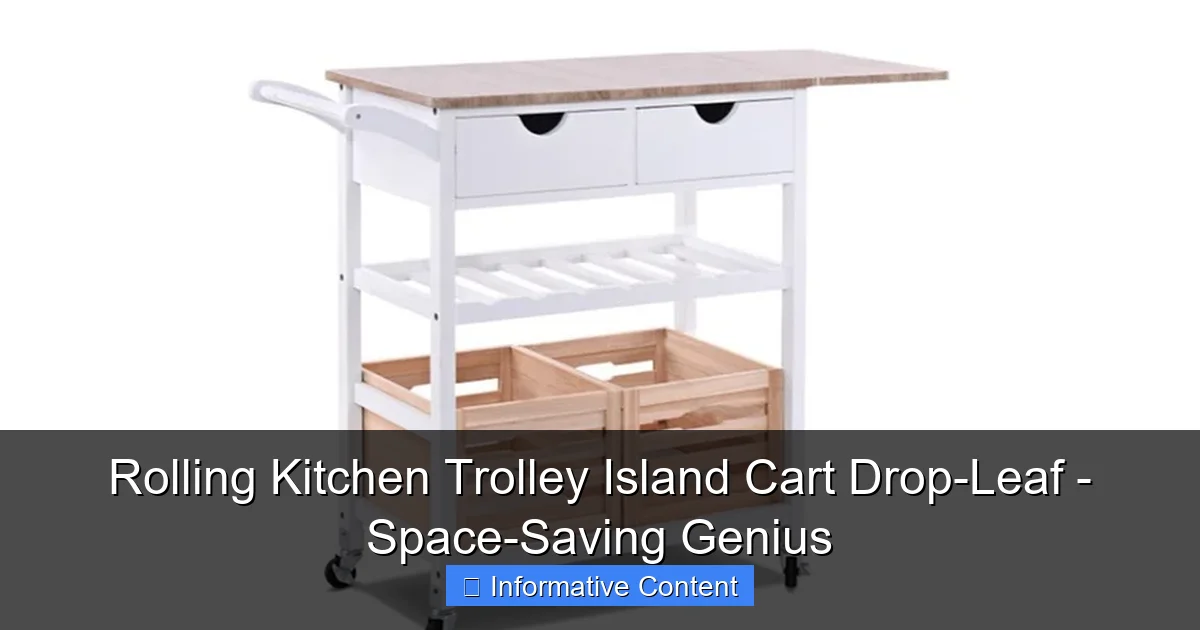 Rolling Kitchen Trolley Island Cart Drop-Leaf - Space-Saving Genius