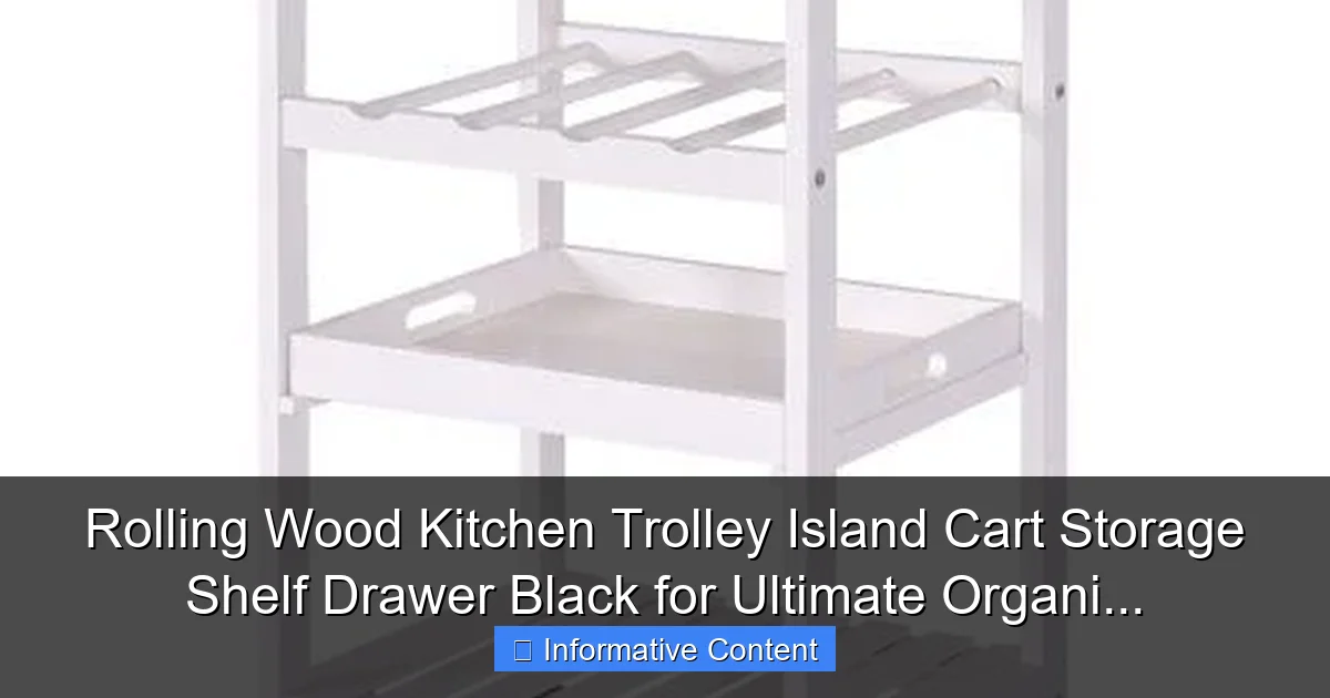 Rolling Wood Kitchen Trolley Island Cart Storage Shelf Drawer Black for Ultimate Organi...