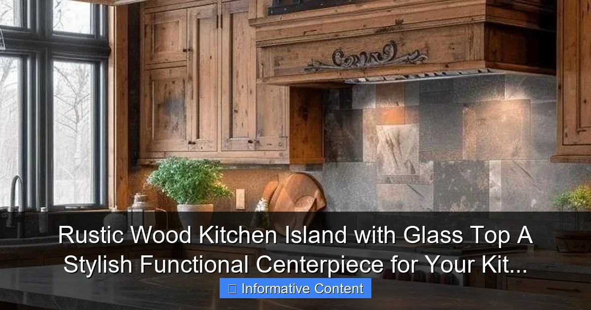 Rustic Wood Kitchen Island with Glass Top A Stylish Functional Centerpiece for Your Kit...