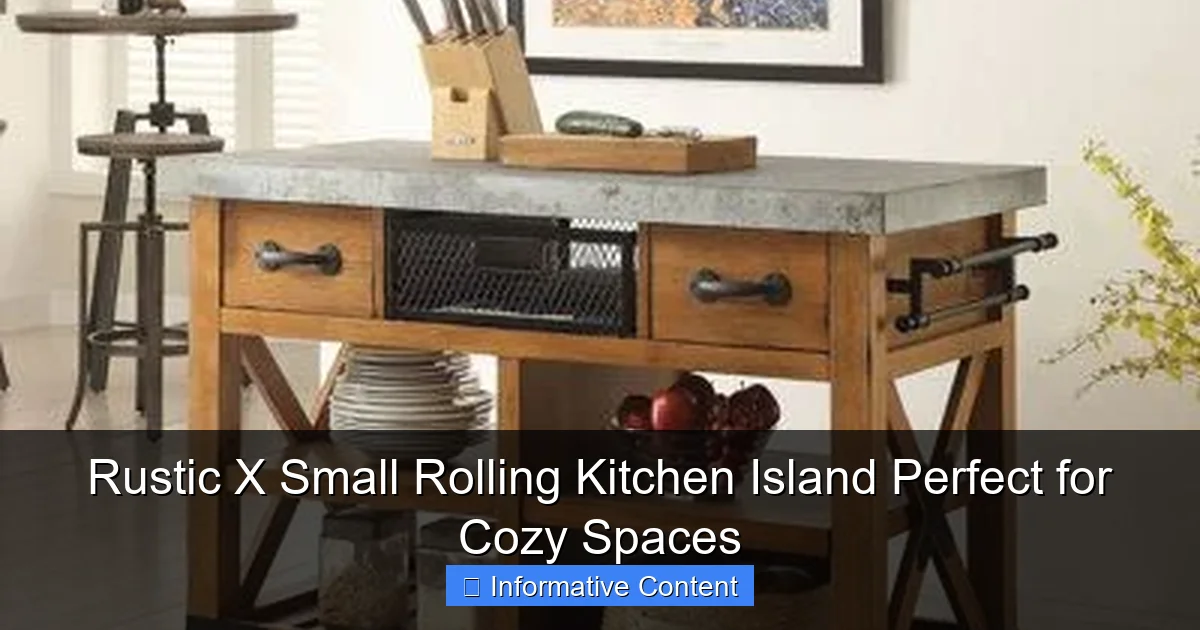 Rustic X Small Rolling Kitchen Island Perfect for Cozy Spaces