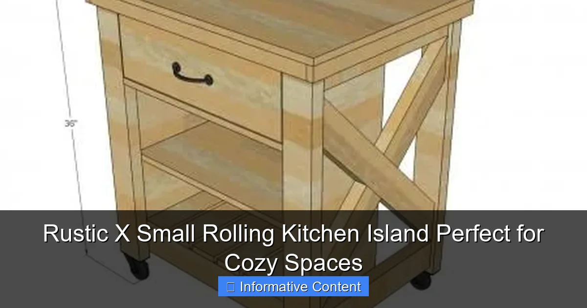 Rustic X Small Rolling Kitchen Island Perfect for Cozy Spaces