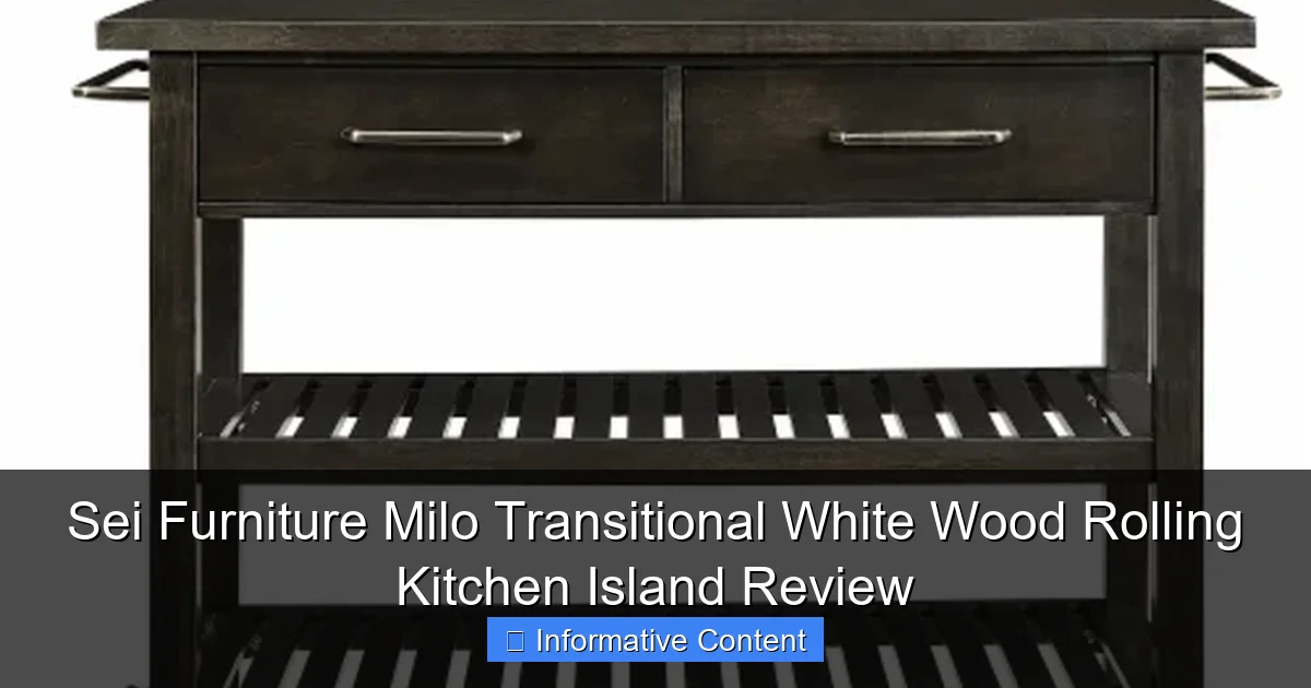 Sei Furniture Milo Transitional White Wood Rolling Kitchen Island Review