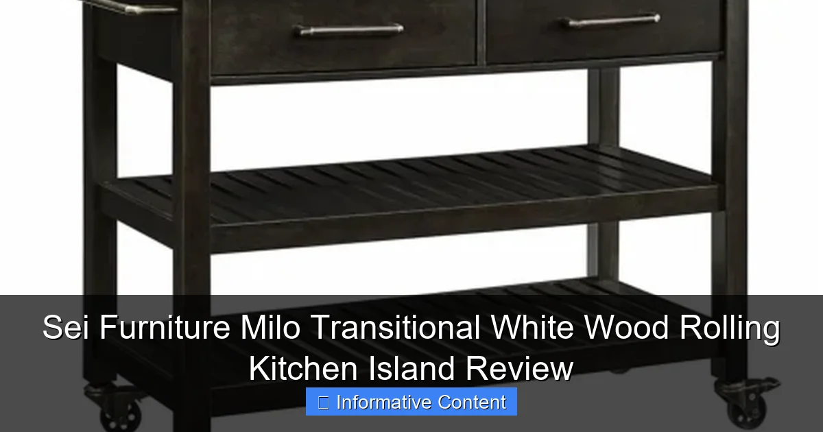 Sei Furniture Milo Transitional White Wood Rolling Kitchen Island Review