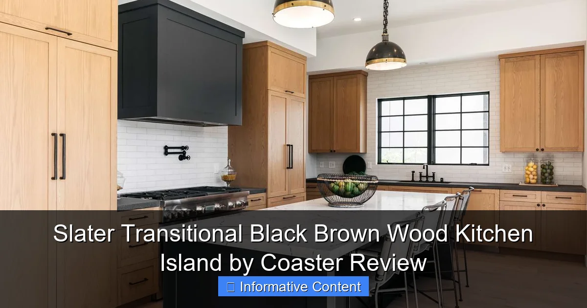 Slater Transitional Black Brown Wood Kitchen Island by Coaster Review