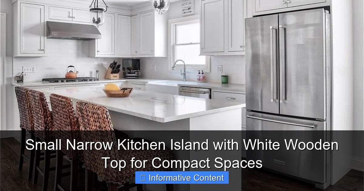 Small Narrow Kitchen Island with White Wooden Top for Compact Spaces