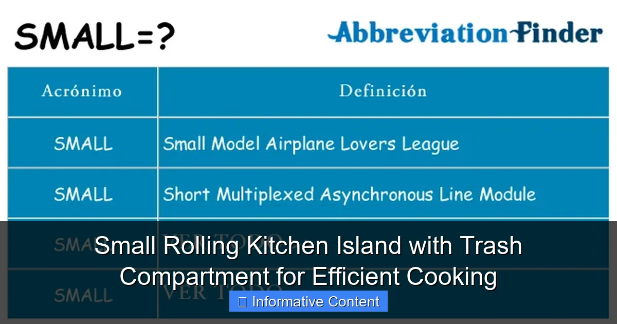 Small Rolling Kitchen Island with Trash Compartment for Efficient Cooking