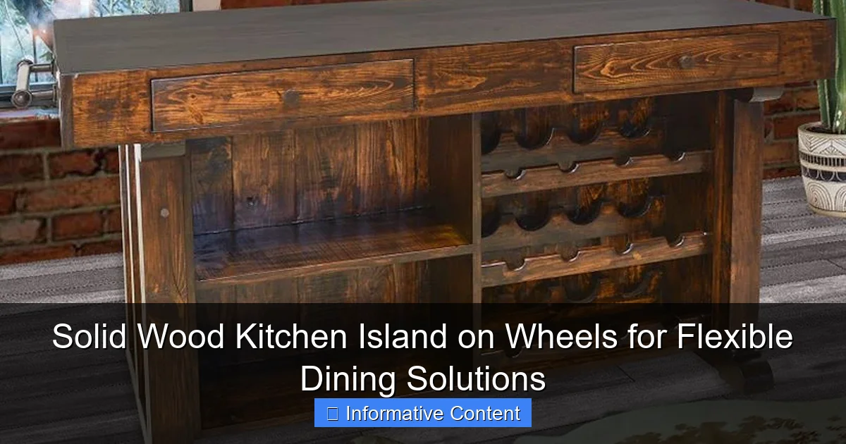 Solid Wood Kitchen Island on Wheels for Flexible Dining Solutions