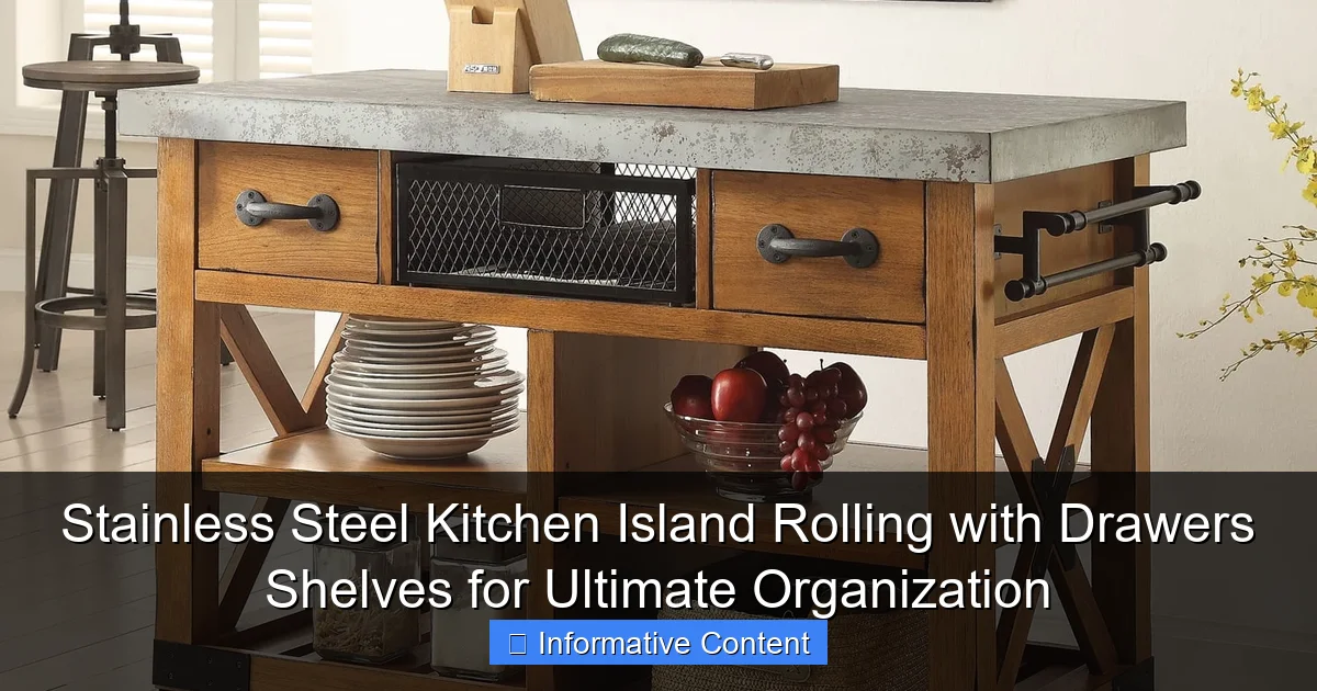 Stainless Steel Kitchen Island Rolling with Drawers Shelves for Ultimate Organization