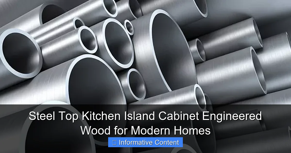 Steel Top Kitchen Island Cabinet Engineered Wood for Modern Homes