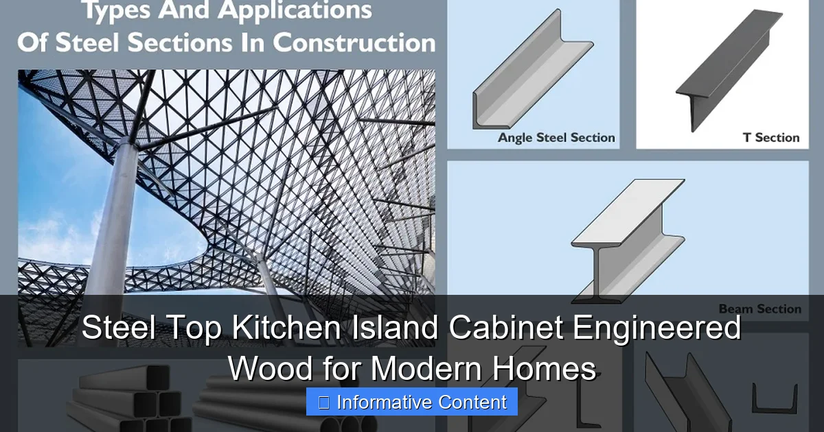 Steel Top Kitchen Island Cabinet Engineered Wood for Modern Homes