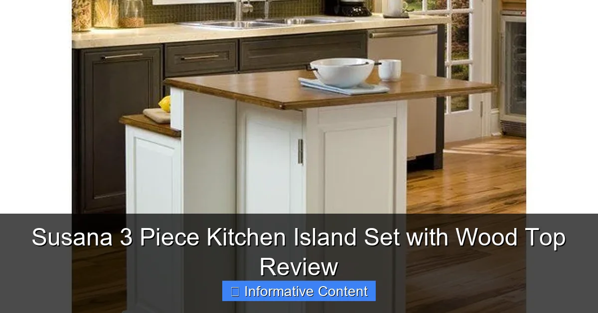 Susana 3 Piece Kitchen Island Set with Wood Top Review