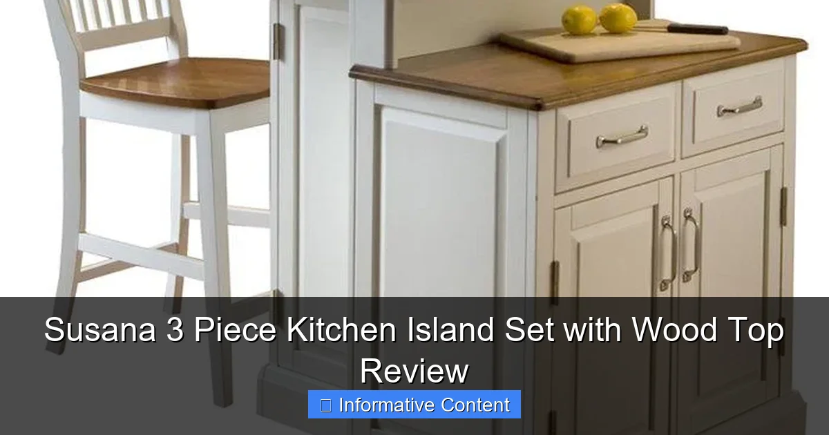 Susana 3 Piece Kitchen Island Set with Wood Top Review