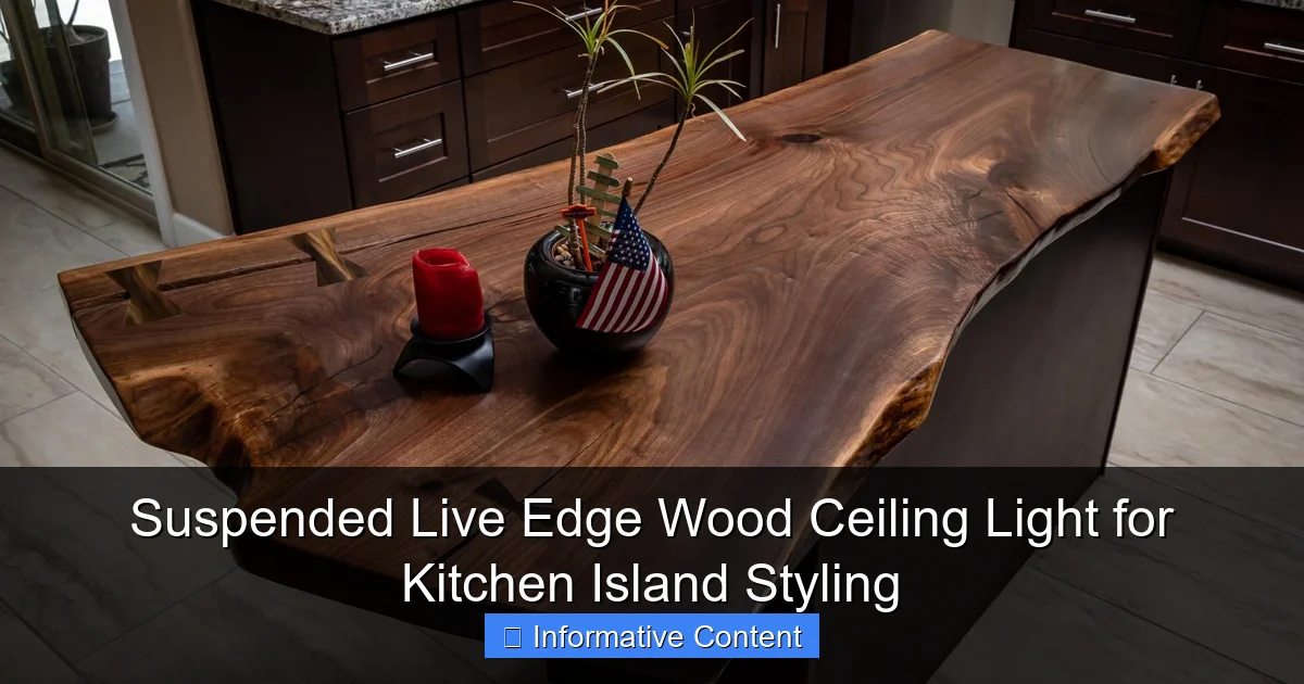 Suspended Live Edge Wood Ceiling Light for Kitchen Island Styling