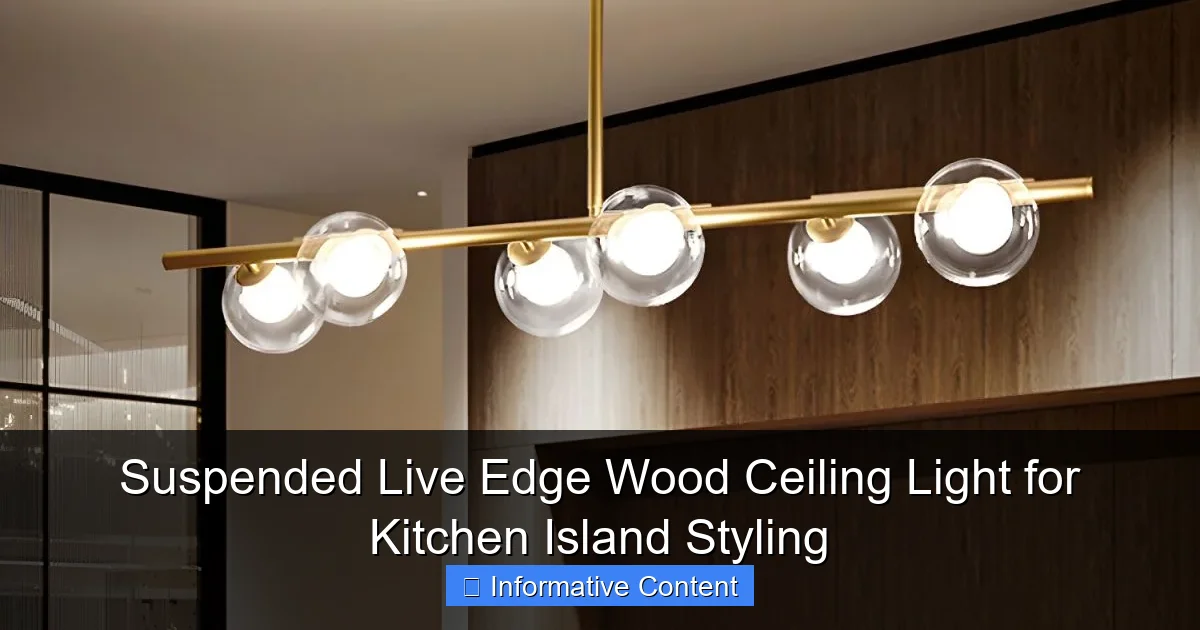 Suspended Live Edge Wood Ceiling Light for Kitchen Island Styling