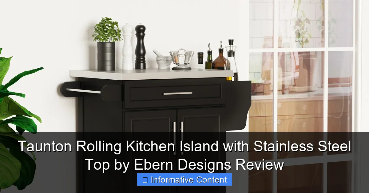 Taunton Rolling Kitchen Island with Stainless Steel Top by Ebern Designs Review