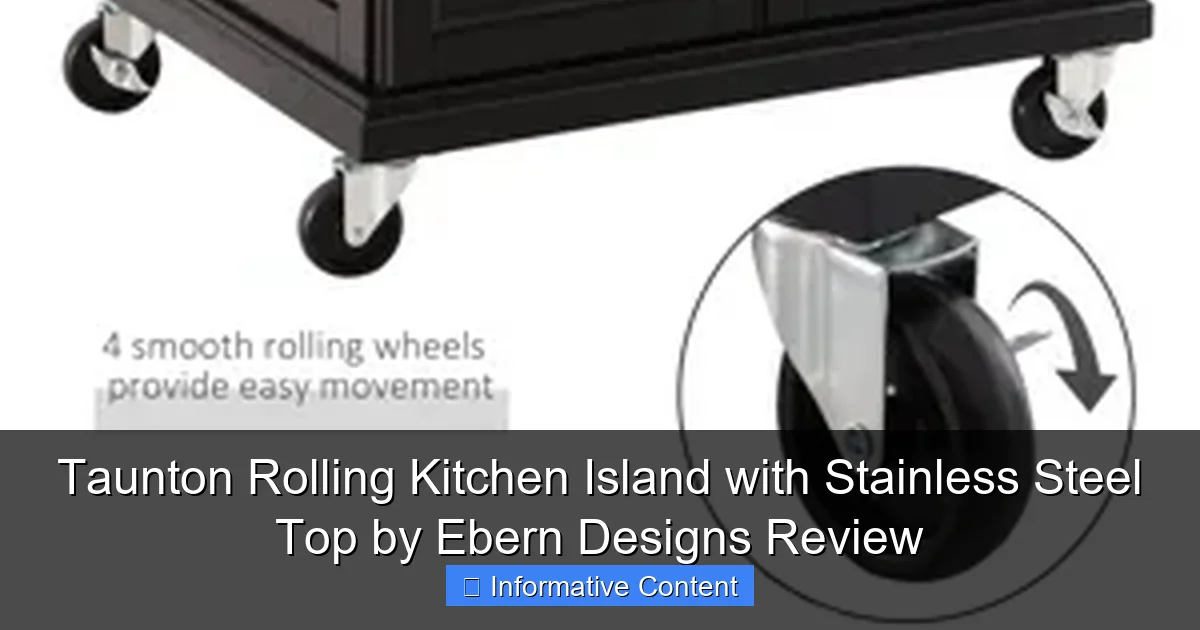 Taunton Rolling Kitchen Island with Stainless Steel Top by Ebern Designs Review