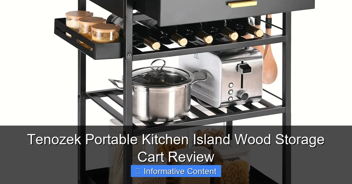 Tenozek Portable Kitchen Island Wood Storage Cart Review