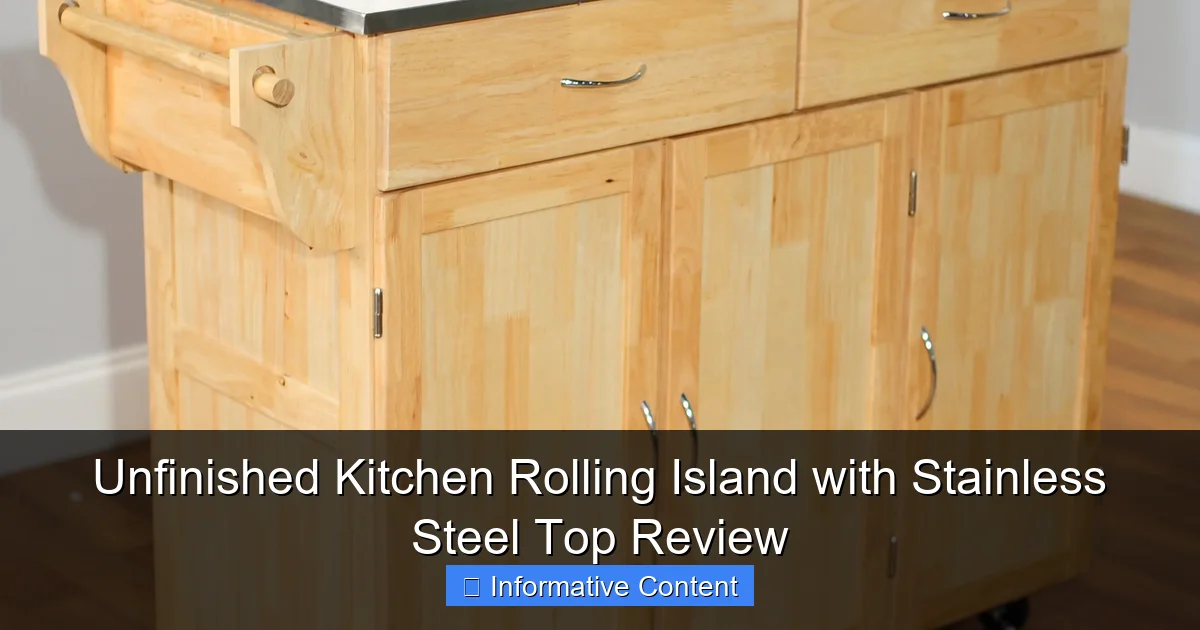 Unfinished Kitchen Rolling Island with Stainless Steel Top Review