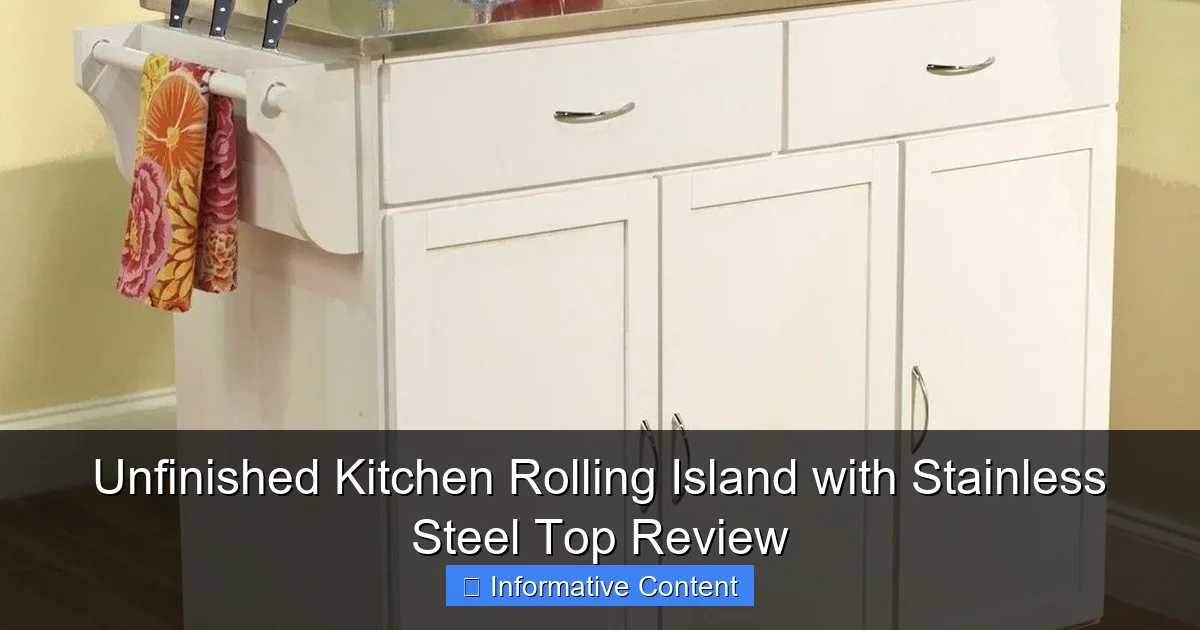 Unfinished Kitchen Rolling Island with Stainless Steel Top Review