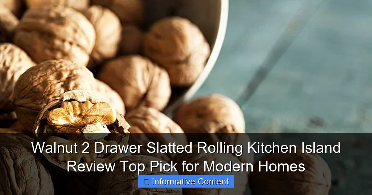 Walnut 2 Drawer Slatted Rolling Kitchen Island Review Top Pick for Modern Homes