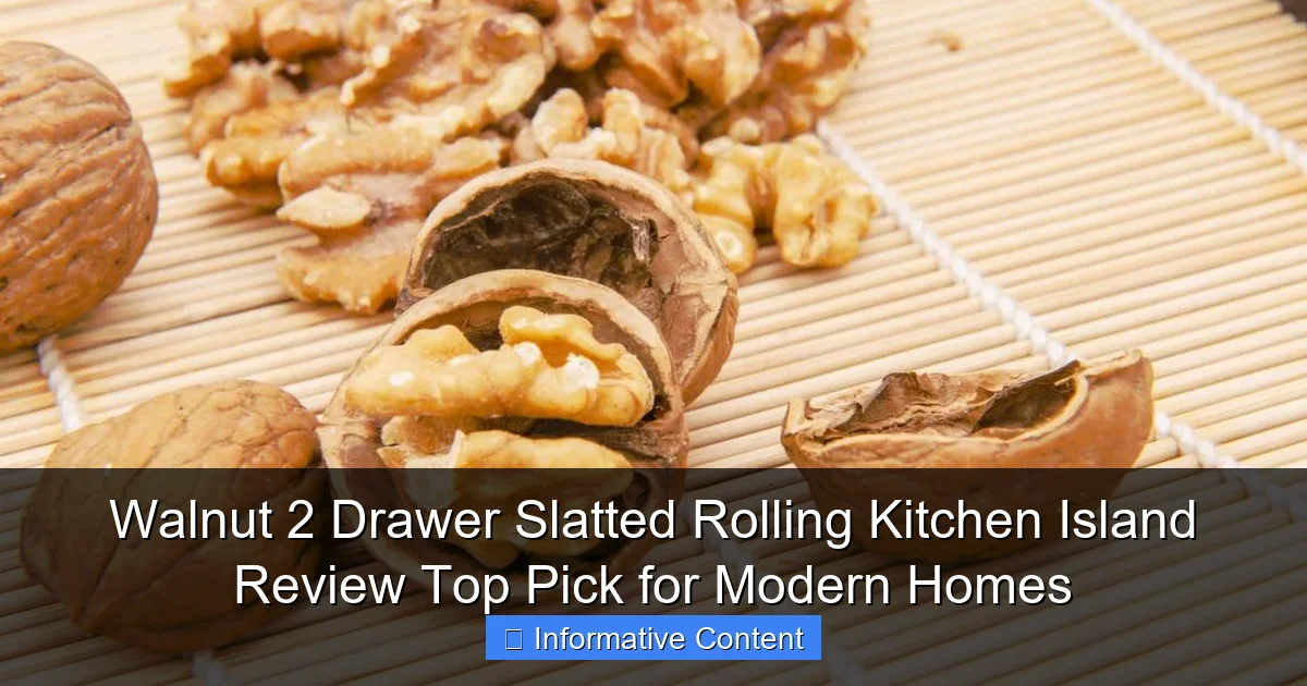 Walnut 2 Drawer Slatted Rolling Kitchen Island Review Top Pick for Modern Homes
