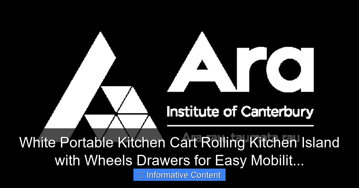 White Portable Kitchen Cart Rolling Kitchen Island with Wheels Drawers for Easy Mobilit...