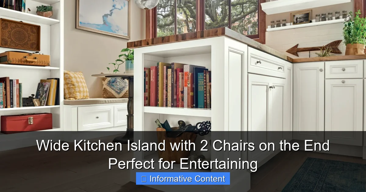 Wide Kitchen Island with 2 Chairs on the End Perfect for Entertaining