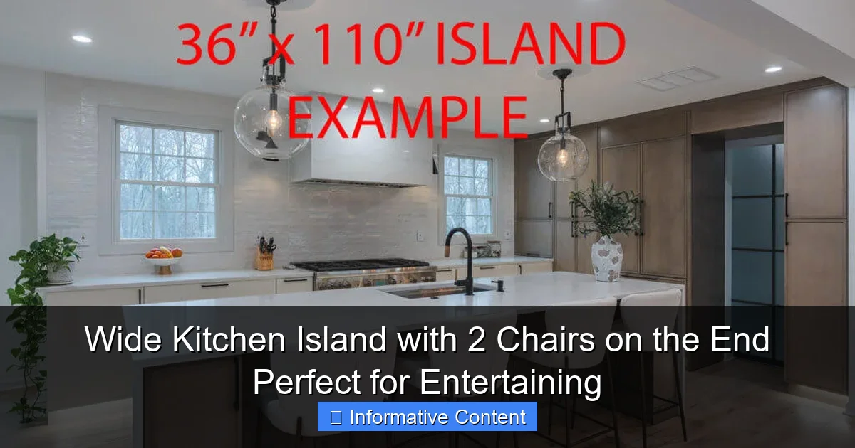 Wide Kitchen Island with 2 Chairs on the End Perfect for Entertaining