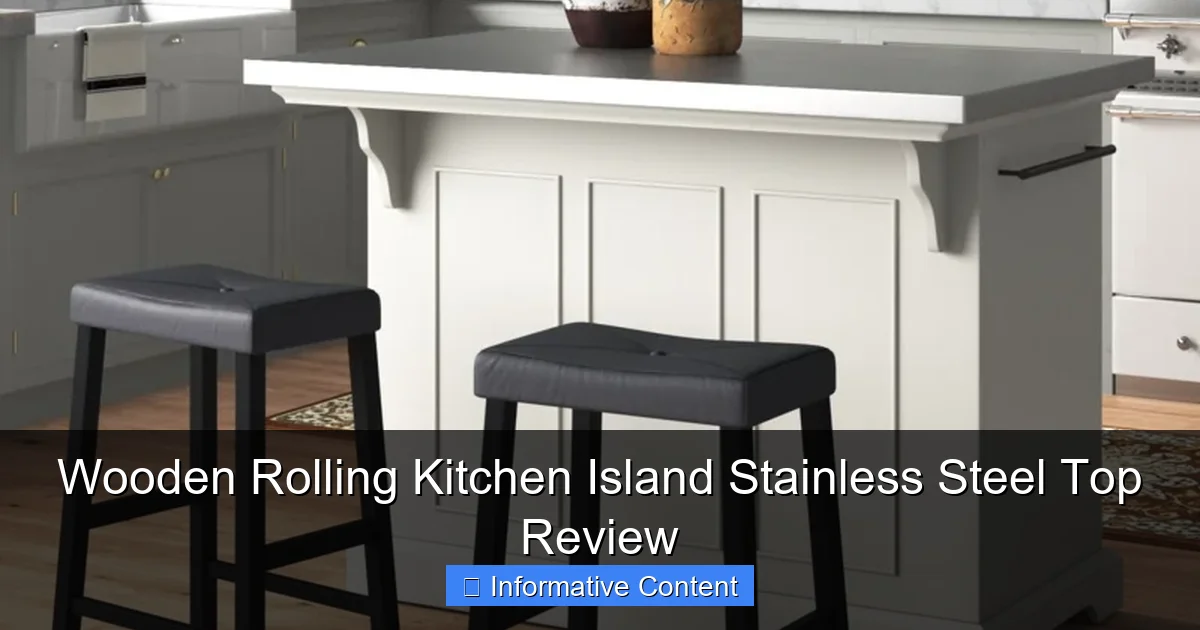 Wooden Rolling Kitchen Island Stainless Steel Top Review